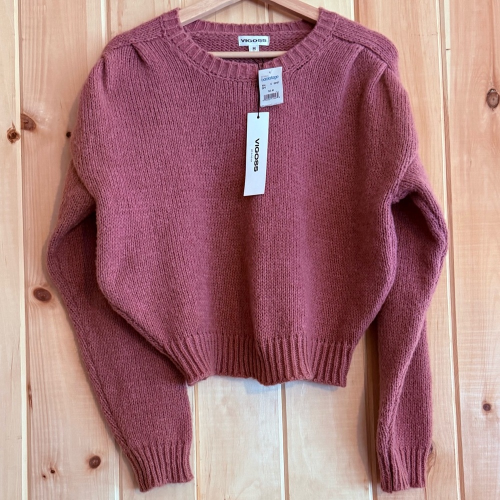 NWT Vigoss Cropped Knit Sweater Soft Purple Mauve M
